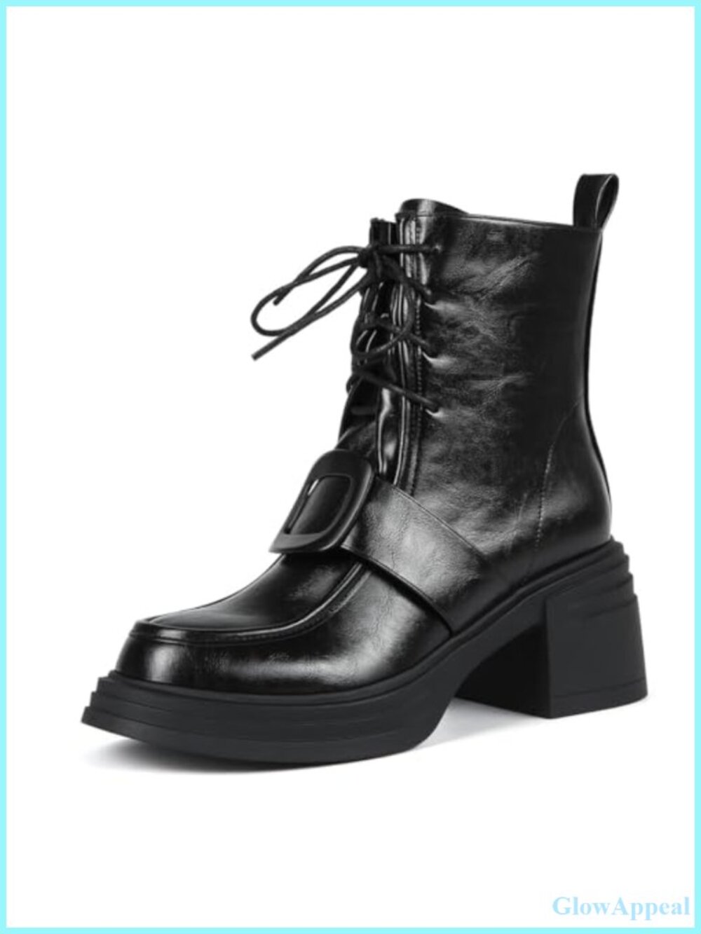 Combat Ankle Boots Chunky Platform Heel Lace Up Round Toe